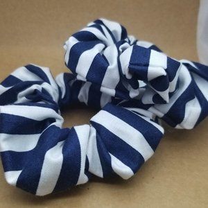 Navy Strip Handmade Scrunchie